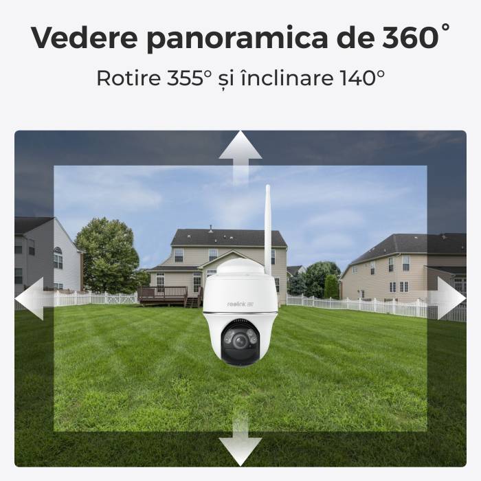 Camera de supraveghere exterior Reolink Go Series G440, 8MP, 4K, 4G LTE, PTZ Pan & Tilt, Color Night Vision, IR 10m