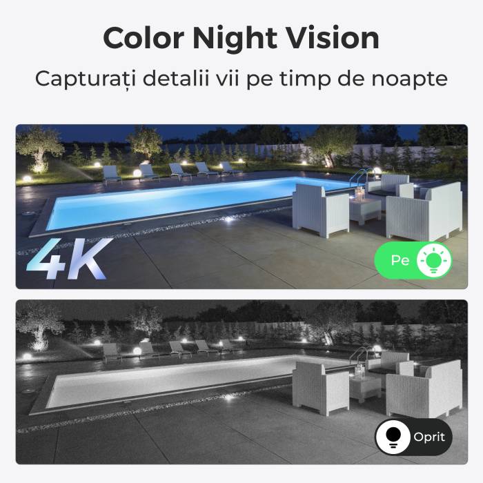 Camera de supraveghere exterior Reolink Go Series G440, 8MP, 4K, 4G LTE, PTZ Pan & Tilt, Color Night Vision, IR 10m
