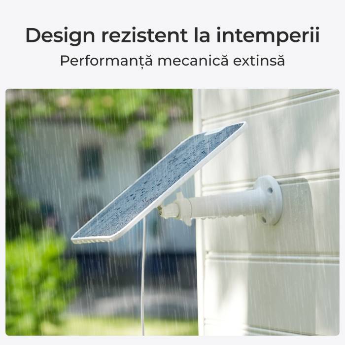 Panou solar Reolink 2 alb, Curea și cablu de conectare de 4 m, 6W, IP65, rezistent la intemperii, Compatibil cu camerele alimentate cu baterii, mufa USB-C