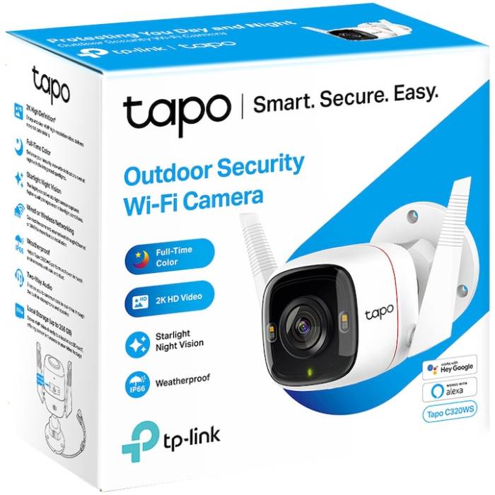 Camera de supraveghere exterior TP-Link, TAPO C320WS, IP, Wi-Fi, Video Streaming 4MP, Audio bidirectional, Alarma, IP66                                 