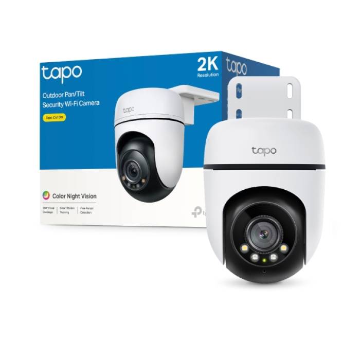 Camera de supraveghere exterior TP-Link, TAPO C510W, IP WiFi Speed Dome PT, 2K, 3MP, IR 30 m, alarma sonora, audio bidirectional