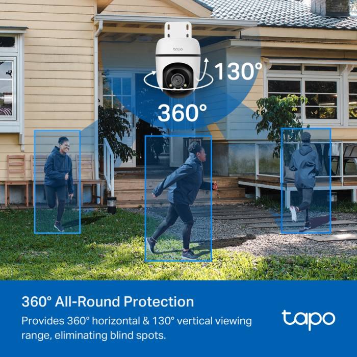 Camera de supraveghere exterior TP-Link, TAPO C510W, IP WiFi Speed Dome PT, 2K, 3MP, IR 30 m, alarma sonora, audio bidirectional