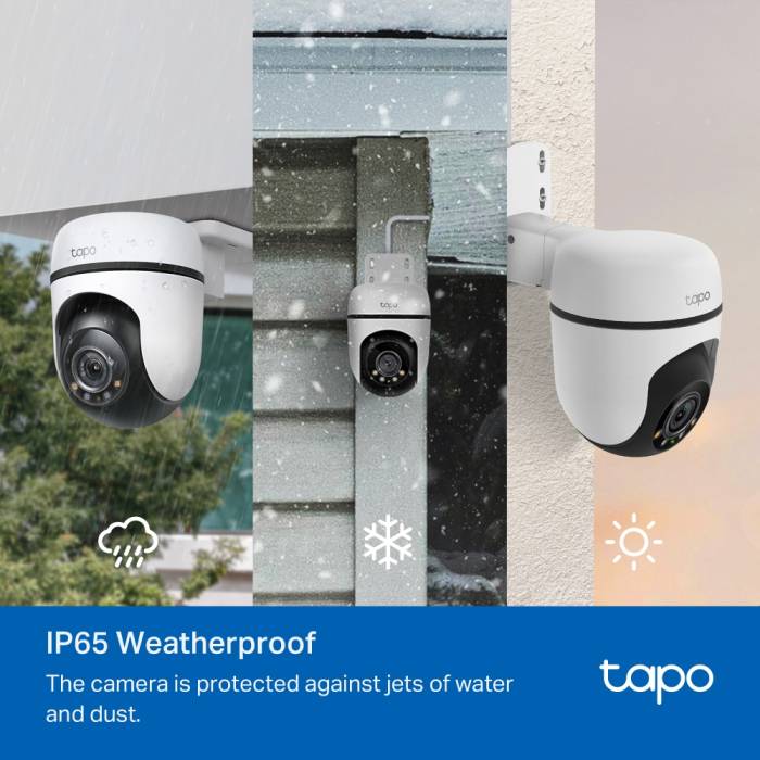 Camera de supraveghere exterior TP-Link, TAPO C510W, IP WiFi Speed Dome PT, 2K, 3MP, IR 30 m, alarma sonora, audio bidirectional
