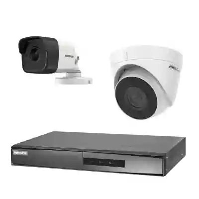 Kit supraveghere video 2 camere HIKVISION IP interior si exterior 2Mp