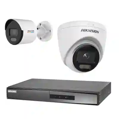 Kit supraveghere video 2 camere HIKVISION IP interior si exterior 4MP