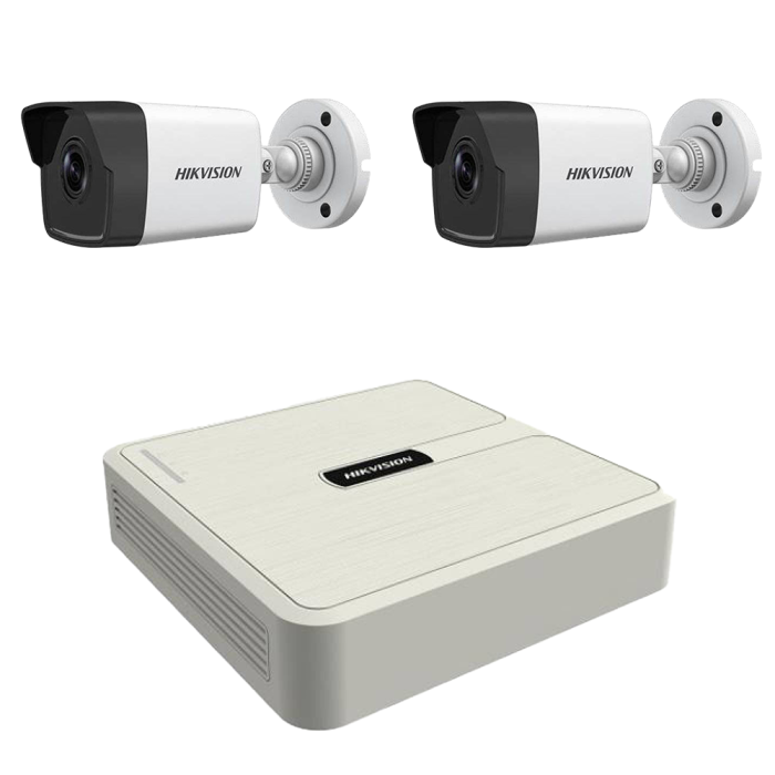 Kit 2 camere de exterior IP Hikvision 2MP