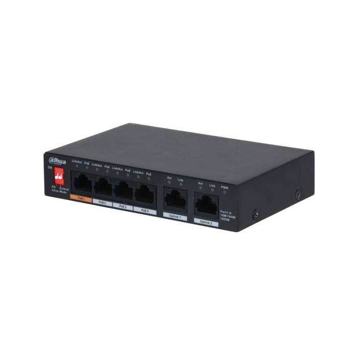 Switch PoE industrial 4 + 2 porturi Dahua PFS3006-4GT-60