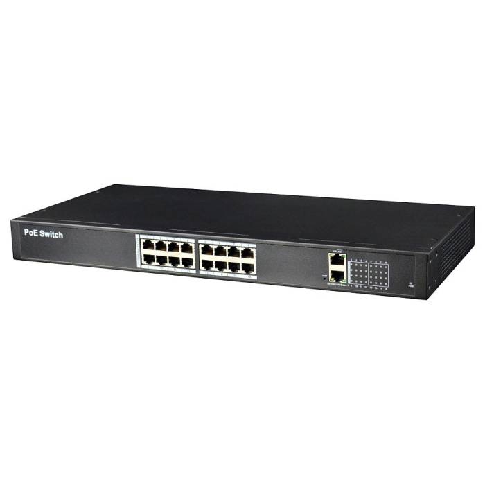 Switch PoE industrial cu management 16 + 2 porturi Dahua PFS4018-16P-250