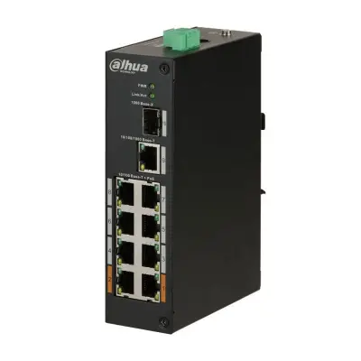 Switch PoE industrial 8 + 1 + 1 porturi Dahua PFS3110-8ET-96