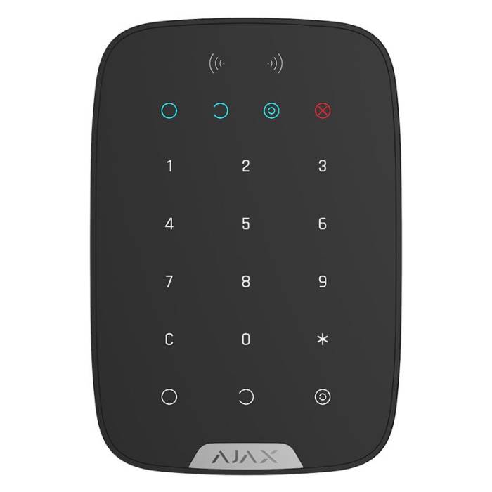 Tastatura Wireless cu cititor carduri Ajax Keypad Plus Neagra