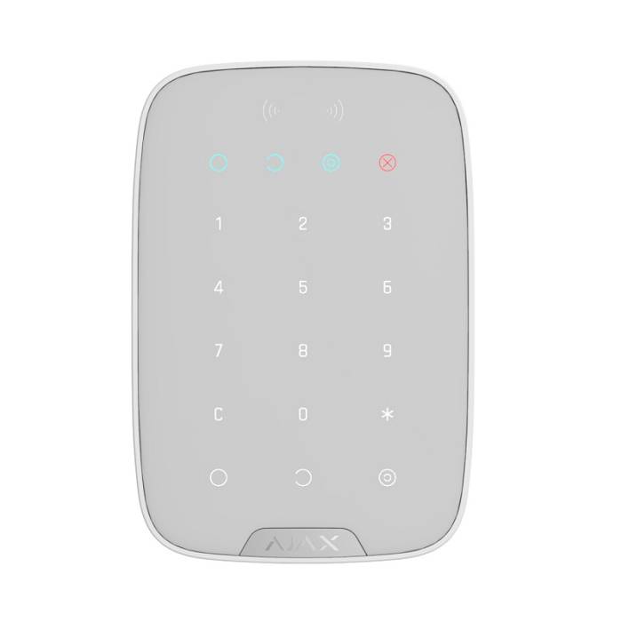 Tastatura Wireless cu cititor carduri Ajax Keypad Plus Alba