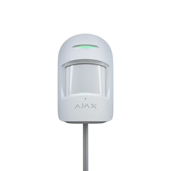 Detector cu fir PIR și Geam Spart Ajax CombiProtect Fibra Alb
